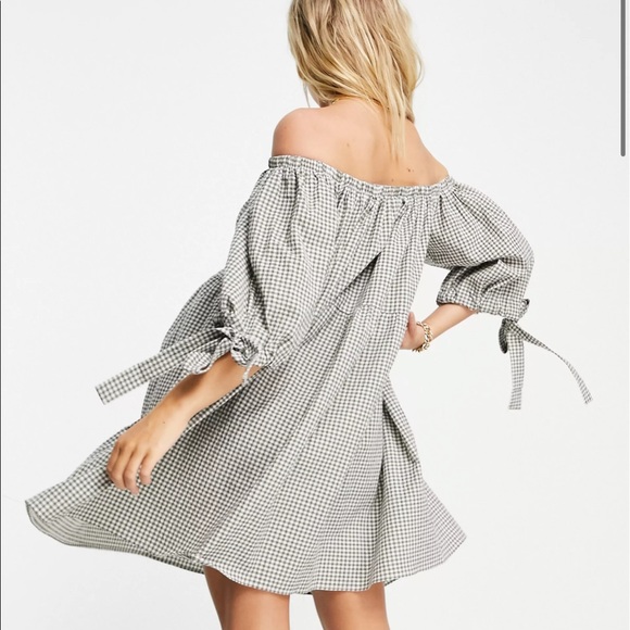 strapless gingham maternity mini dress - Picture 2 of 4